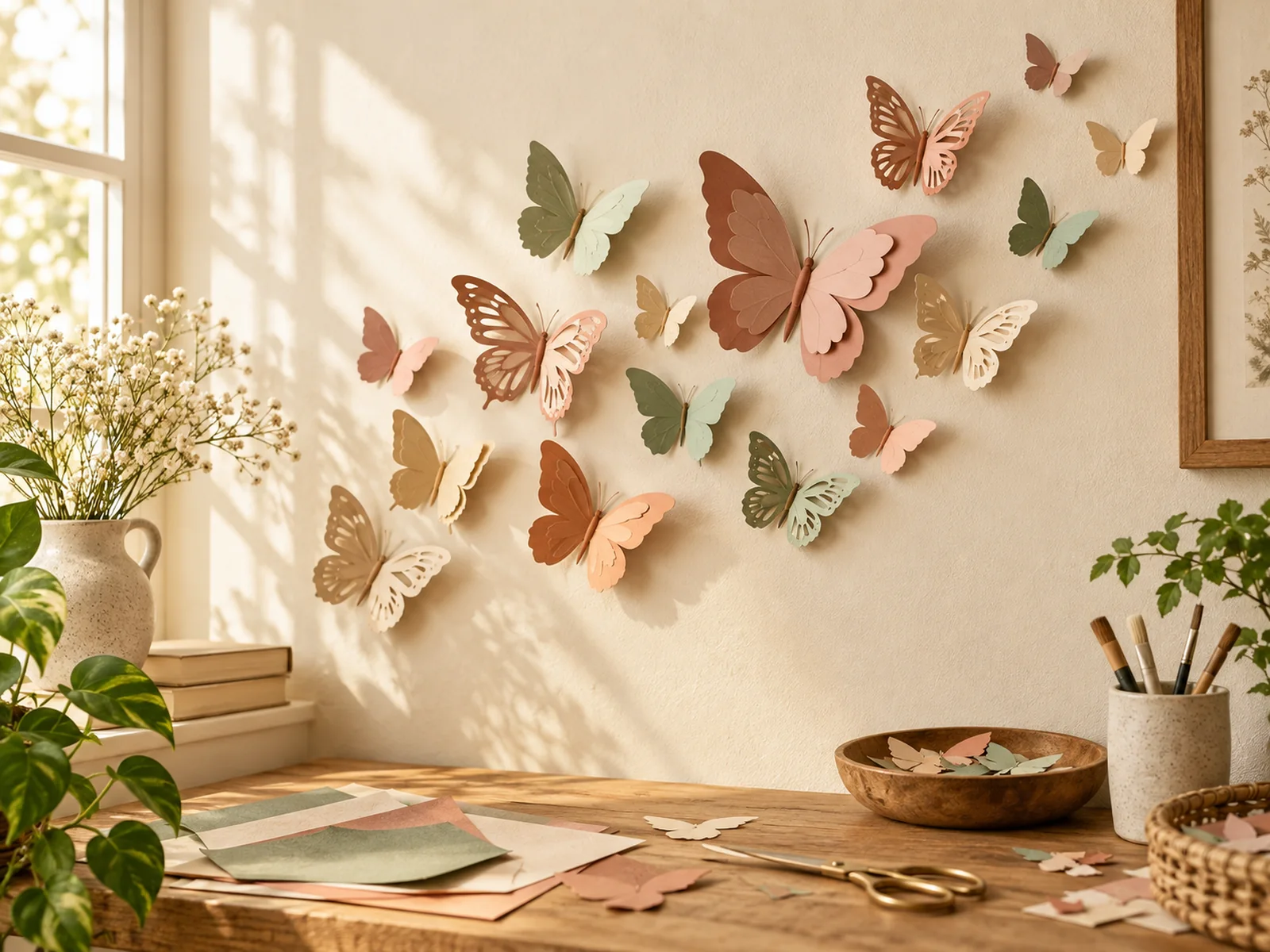 Paper butterfly wall art