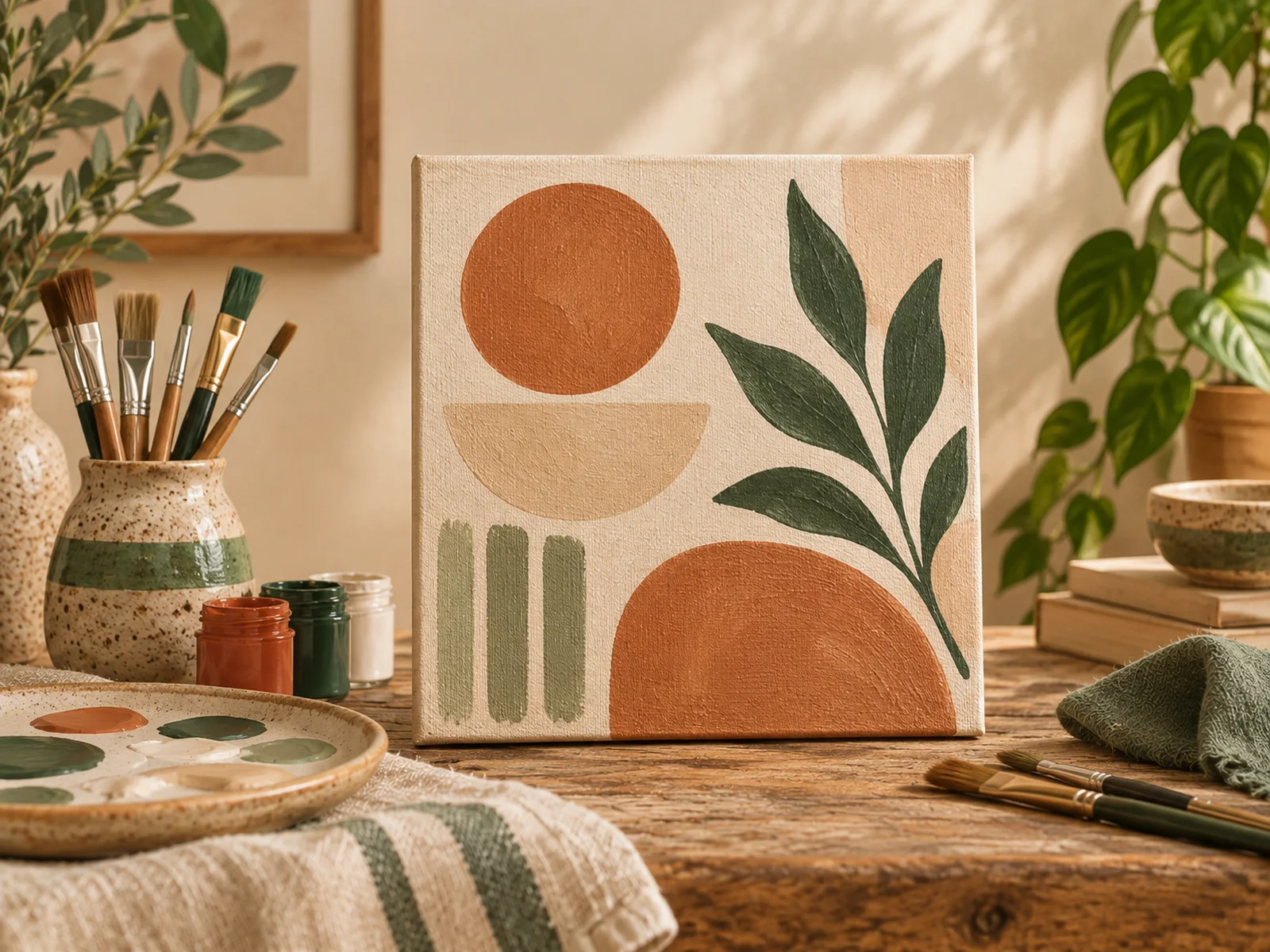 Warm botanical canvas artwork