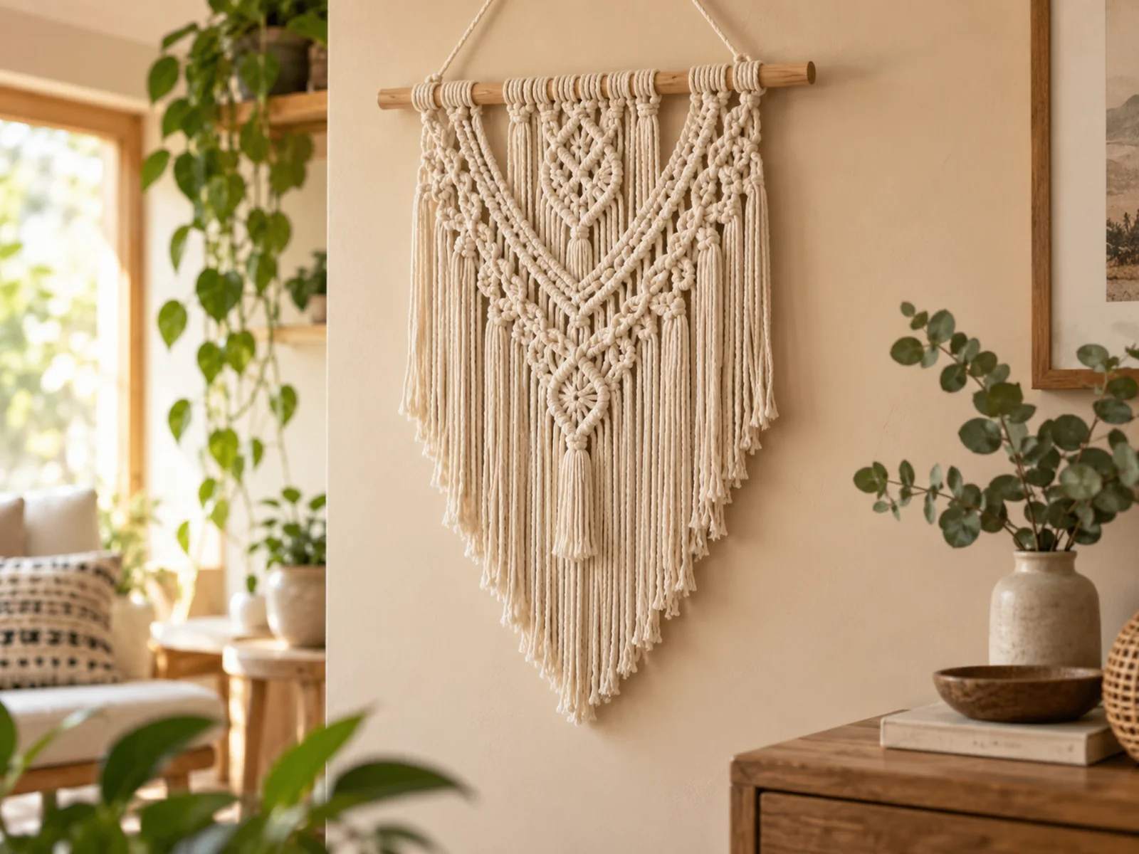Handmade macramé wall hanging